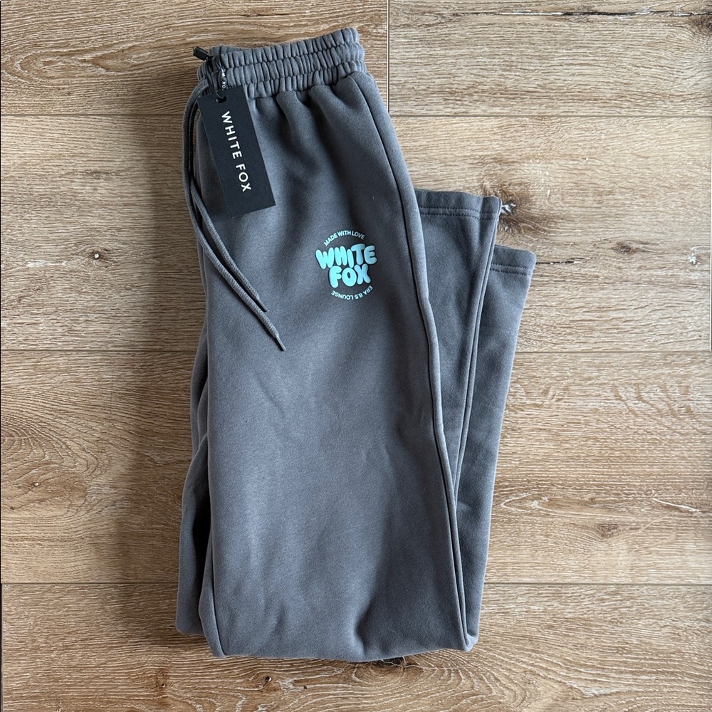White Fox With Love For You Wide Leg Sweatpants Volcanic